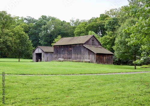 The old wood barn in the countryside.