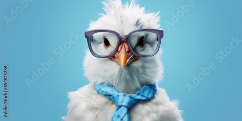 Cute and Funny Chicken Wearing Glasses and Casual Outfit