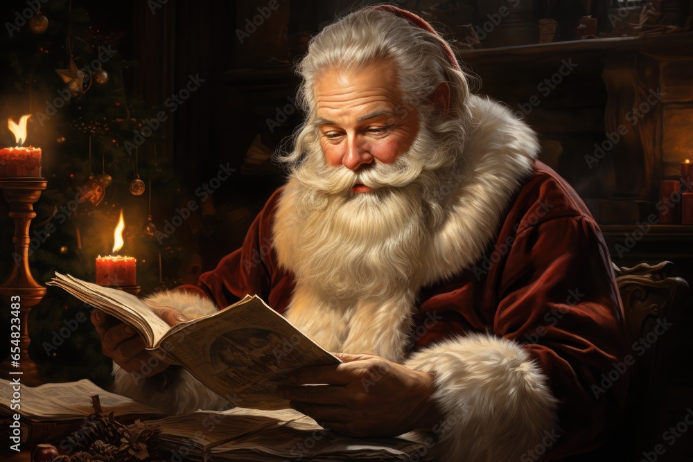 santa claus reading a book