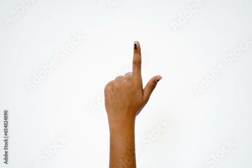 Indian Voter Hands on a white background with a voting symbol photo