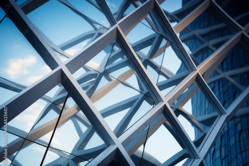 Abstract backdrop of modern glass and steel architecture. Background with selective focus and copy space Abstract backdrop of modern glass and steel architecture. Background with selective focus and copy space