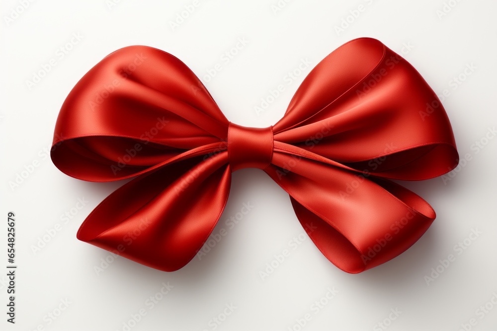 Bow for decorating gifts on a light plain background. Merry christmas and happy new year concept