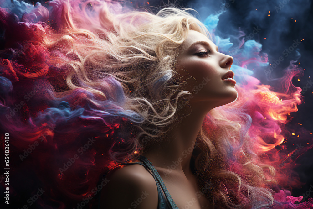 Generative AI surreal image of woman yoga meditation in transcendental ...