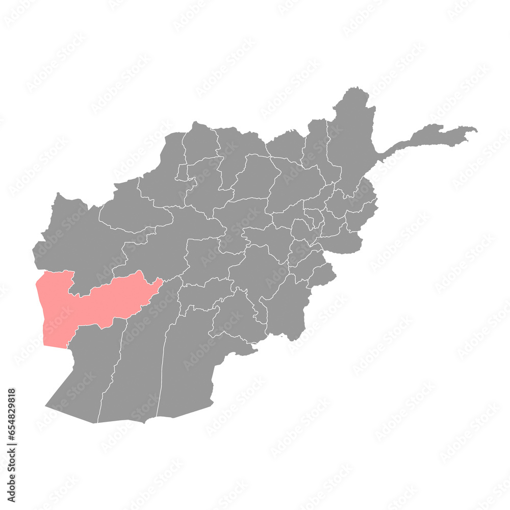 Obraz premium Farah province map, administrative division of Afghanistan.