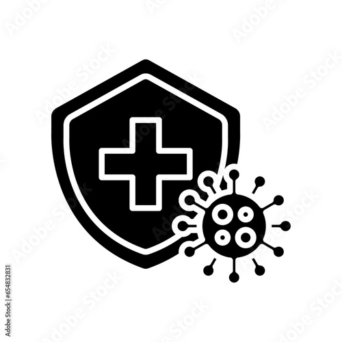 Immune from flu germ icon. virus protection, hygiene shield, bacterial prevention. Stop bacteria and viruses Coronavirus prohibition sign. Solid Vector illustration Design