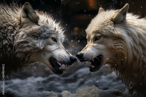 communication between two wolves. Generative AI