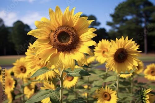 Dix Park Sunflowers in North Carolina: A Beautiful Display of Wildflowers and Trees photo