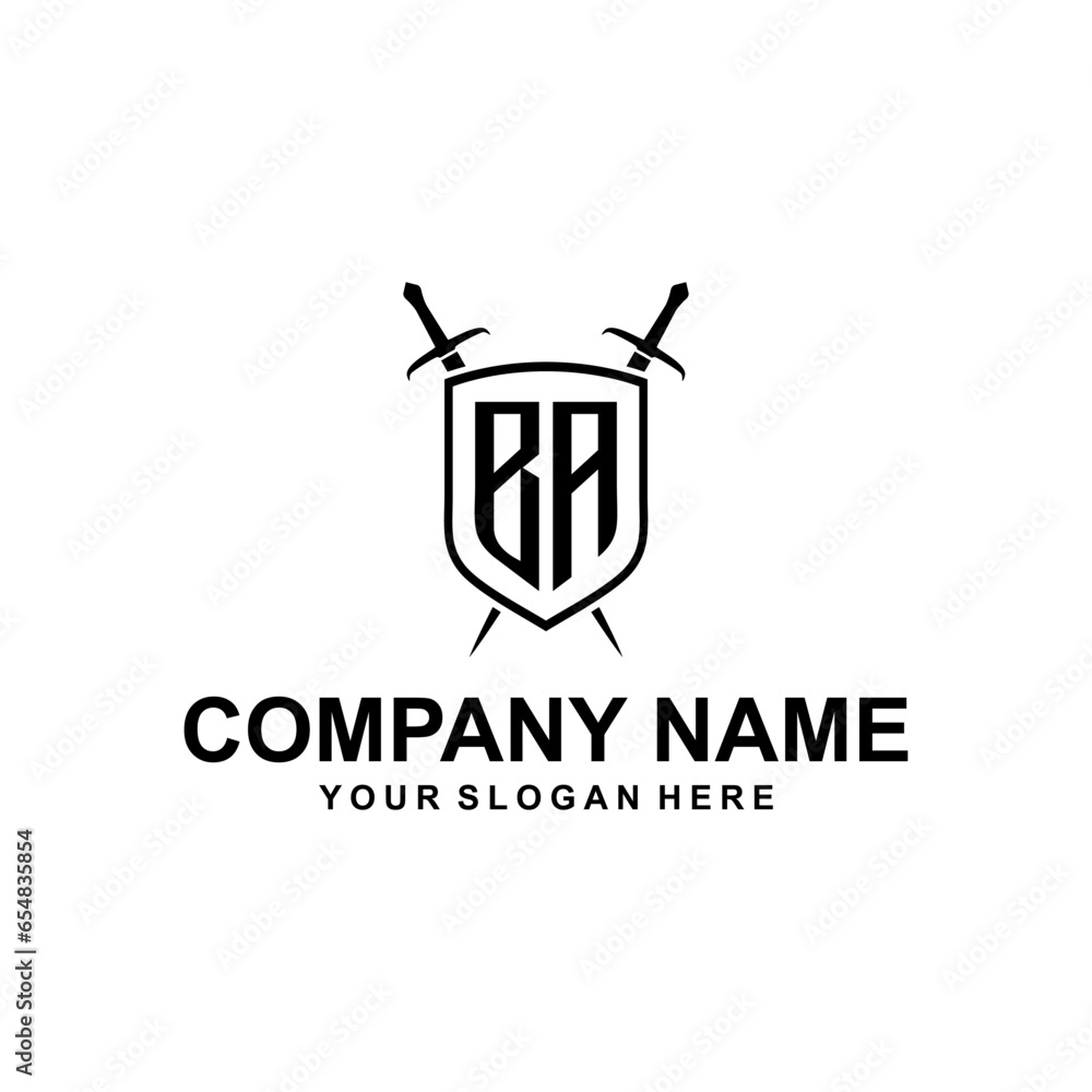 Letter BA Shield Logo Vector Letter BA Shield Logo Vector