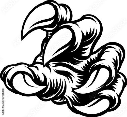 A scary claw hand belonging to a monster such a werewolf, dragon or dinosaur. Could also be an eagle, tiger or similar animals talon