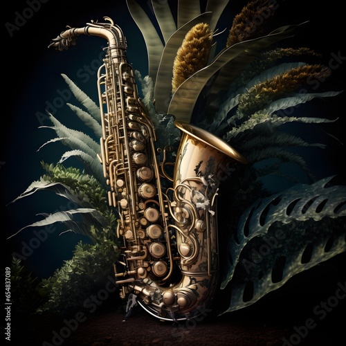 saxophone thailand tropical super detailed photo reallistic  photo