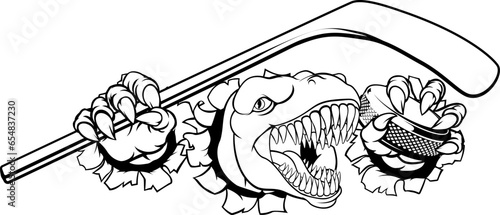 Photography A bulldog ice hockey player animal sports mascot holding a hockey stick and puck