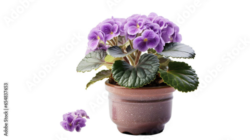 Plante Violette africaine pot de fleurs avec transparence sans background