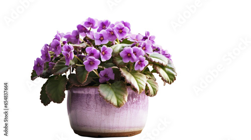 Plante Violette africaine pot de fleurs avec transparence sans background