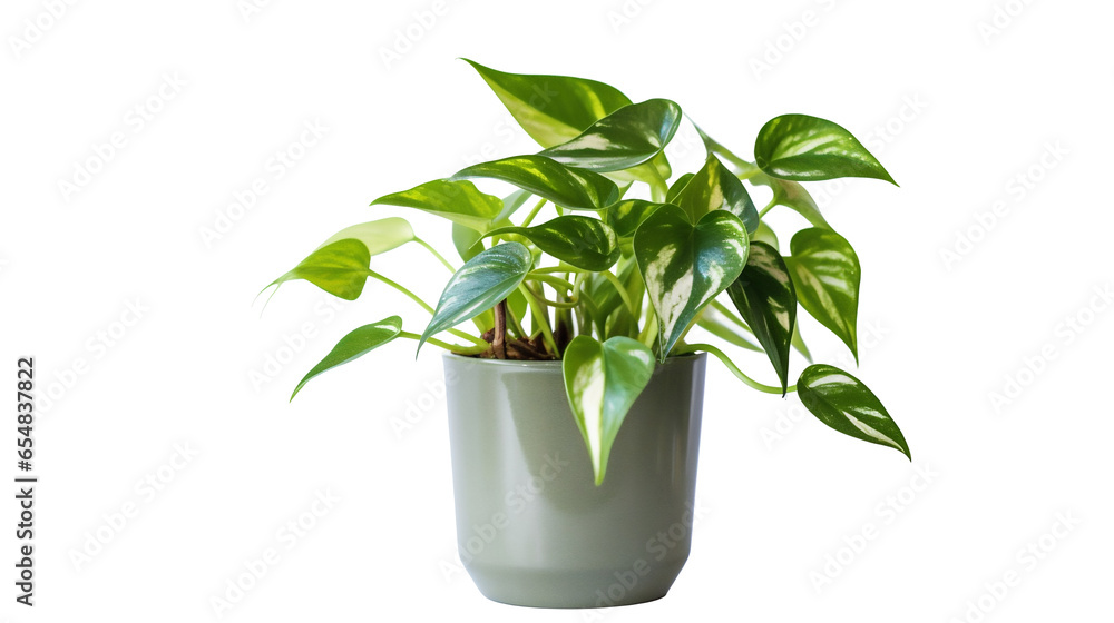 Epipremnum aureum, Pothos ou Scindapsus doré, Plante en pot avec transparence sans background Epipremnum aureum, Pothos ou Scindapsus doré, Plante en pot avec transparence sans background