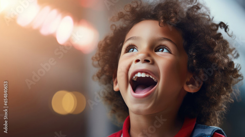 A child excitedly showing off their new braces