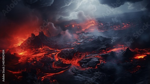 Iceland volcano emits lava smoke steam and clouds