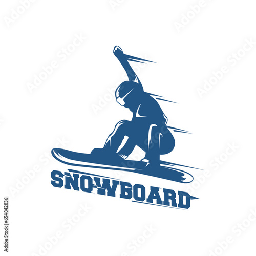 Winter Sports logo old school retro design style, Ski Club Label, Snowboard logo, Hockey logo, black and white color, blue and white color, Vintage explorer badge. Outdoor adventure logo design. 