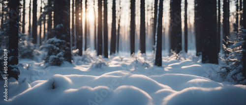 Forest of fir trees in the snow.
