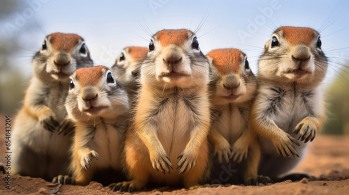 Group of Ground squirrels close up