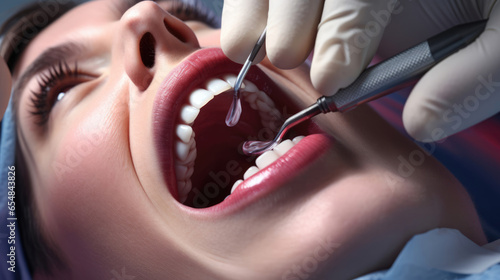 A patient undergoing a painless tooth extraction photo