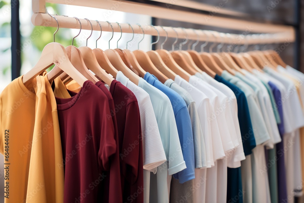 Obraz premium Clothes on hangers in modern store boutique