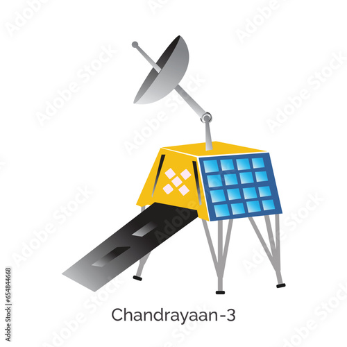 Chandrayaan-3 is the third mission in the Chandrayaan programme, a series of lunar-exploration mission. Pragyan Lander/rover Vector, illustration. photo