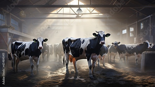 Cows housed in a farm cowshed