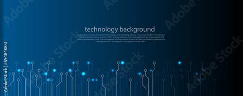 Blue circle and line technology abstract technology innovation concept vector background and glowing light