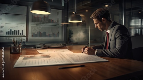 Financial figures analyzed by a business advisor indicate company progress © vxnaghiyev