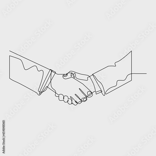 Handshake between two business men continuous single line vector illustration