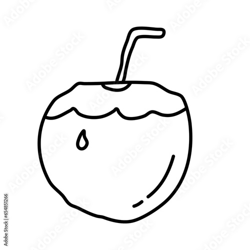 fresh coconut juice of vocation traveling doodle icon