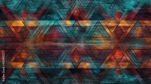 Ethnic pattern on grunge fa...