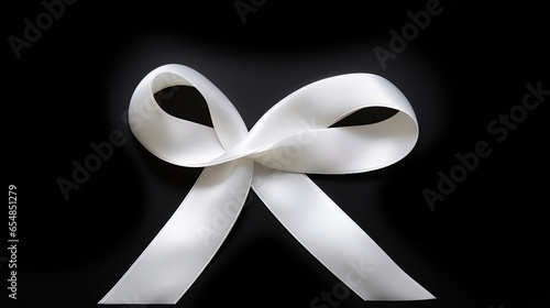 White ribbon for raising awareness on lung cancer bone cancer multiple sclerosis SCID and newborn screening symbol photo