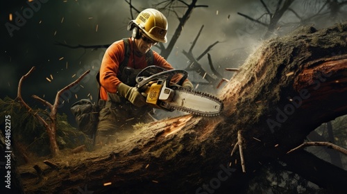 Person on tree branch using...