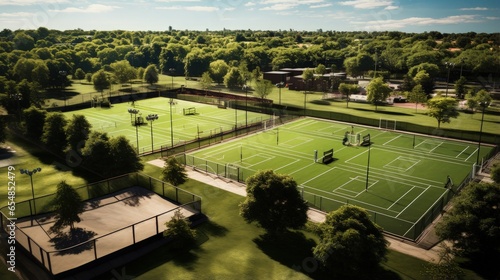 Empty tennis courts and soc...