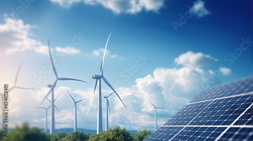 Close up view of wind turbi...