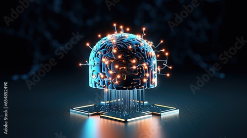 AI icon with illuminated ba...