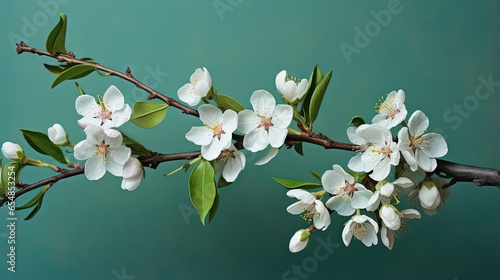 Blooming almond branches on...