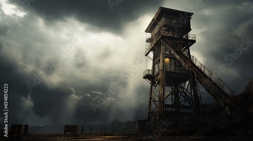 Elevator in coal mine shaft...