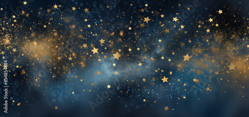 A vibrant blue and gold background filled with sparkling stars