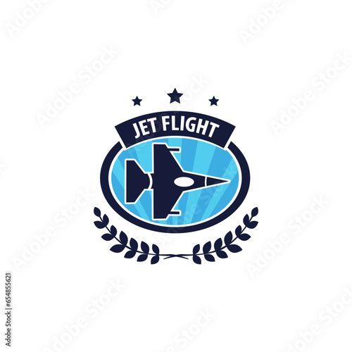 Jet Flight Logo Badge Design Template