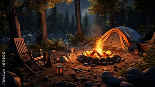 Forest camping with a 3D te...
