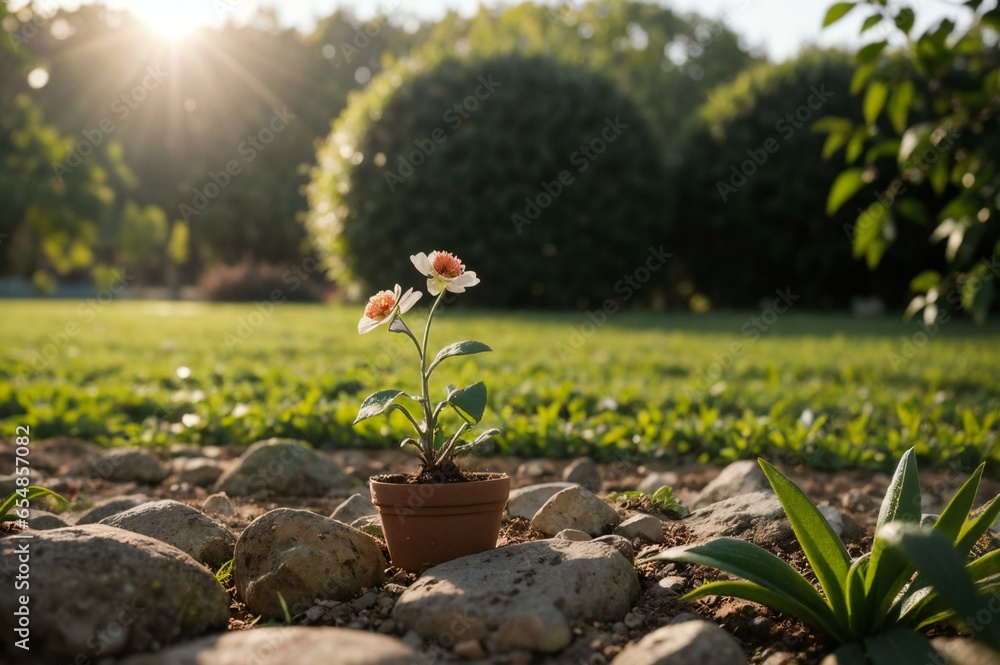 Naklejka premium Young plant emerging in nature surrounding 