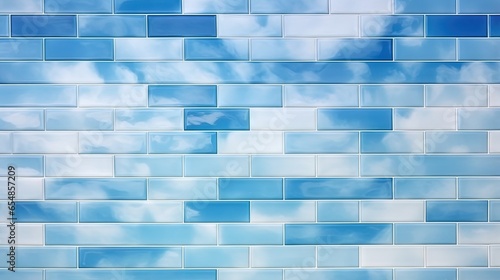 Contemporary ceramic tile mosaic for interior design with a blue sky texture