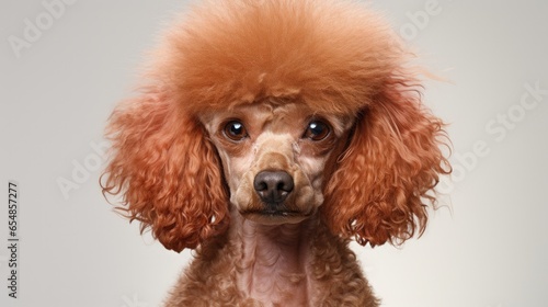 Poodle portrait before grooming on white background © vxnaghiyev