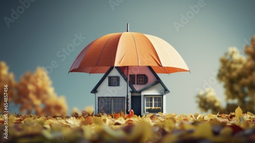 3D representation of home insurance under an umbrella