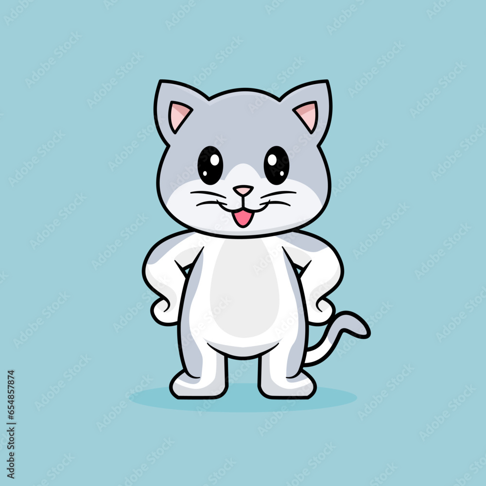 Funny cartoon Cats Cute Gray Cat Vector Design Funny cartoon Cats Cute Gray Cat Vector Design