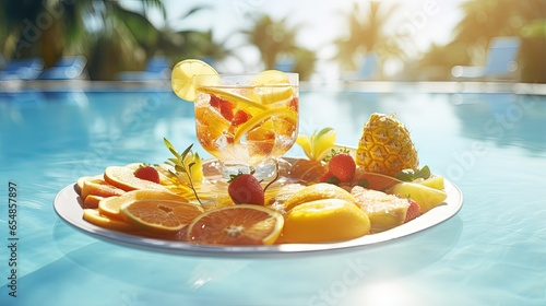 Poolside floating breakfast...