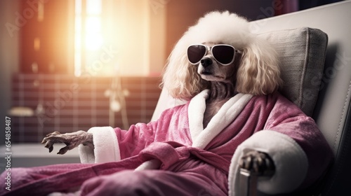Poodle dog chilling at spa ...