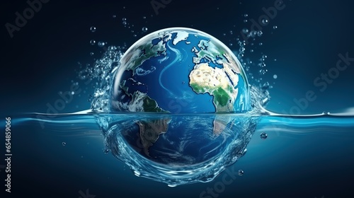 Blue water waves and drop o...